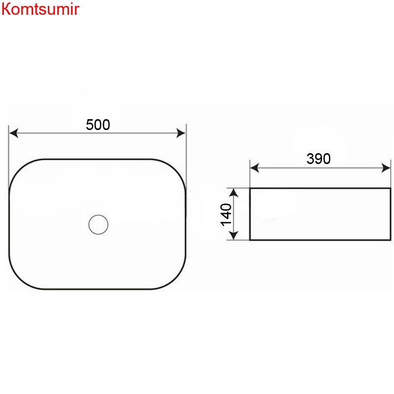 Раковина Azario 500x390x140 накладная, белая (AZ-2195)