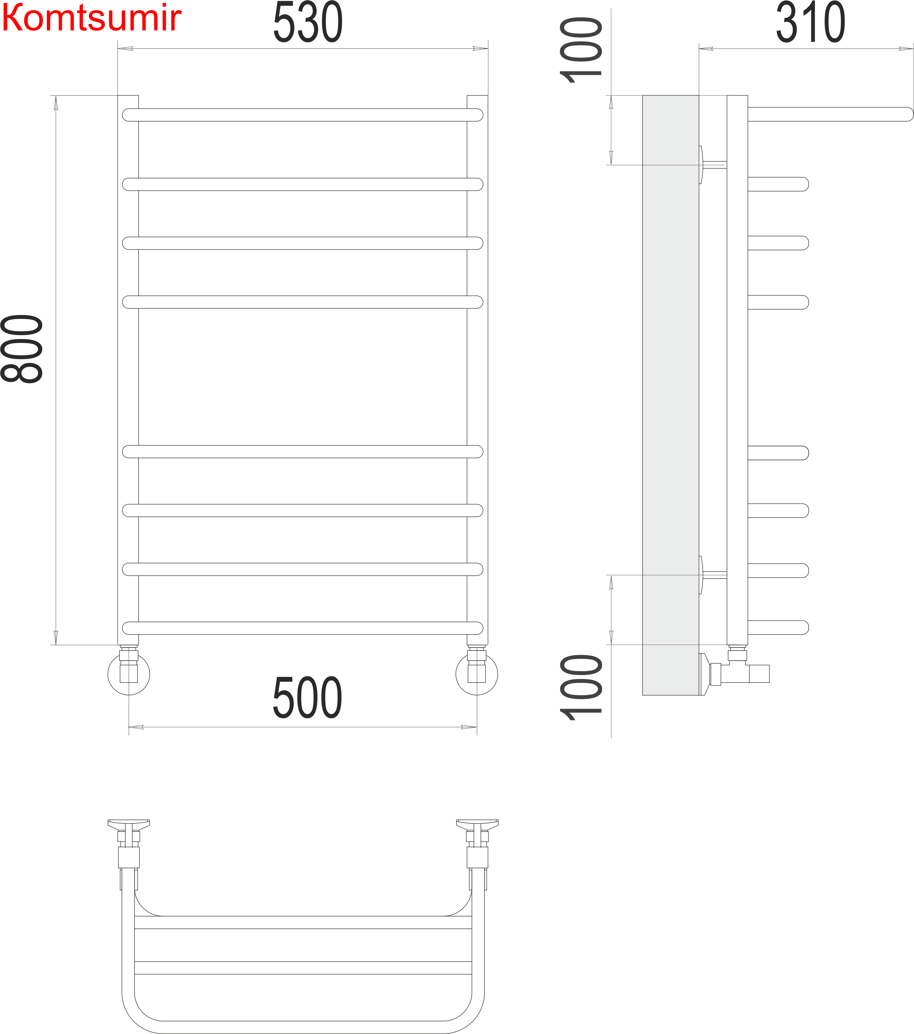 Арктур П8 500х800 Полотенцесушитель  TERMINUS