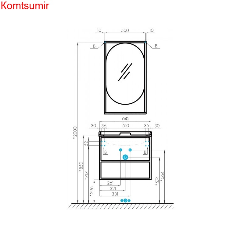 Зеркало AQUATON Лофт Фабрик 50 дуб темный (1A242502LTDU0)