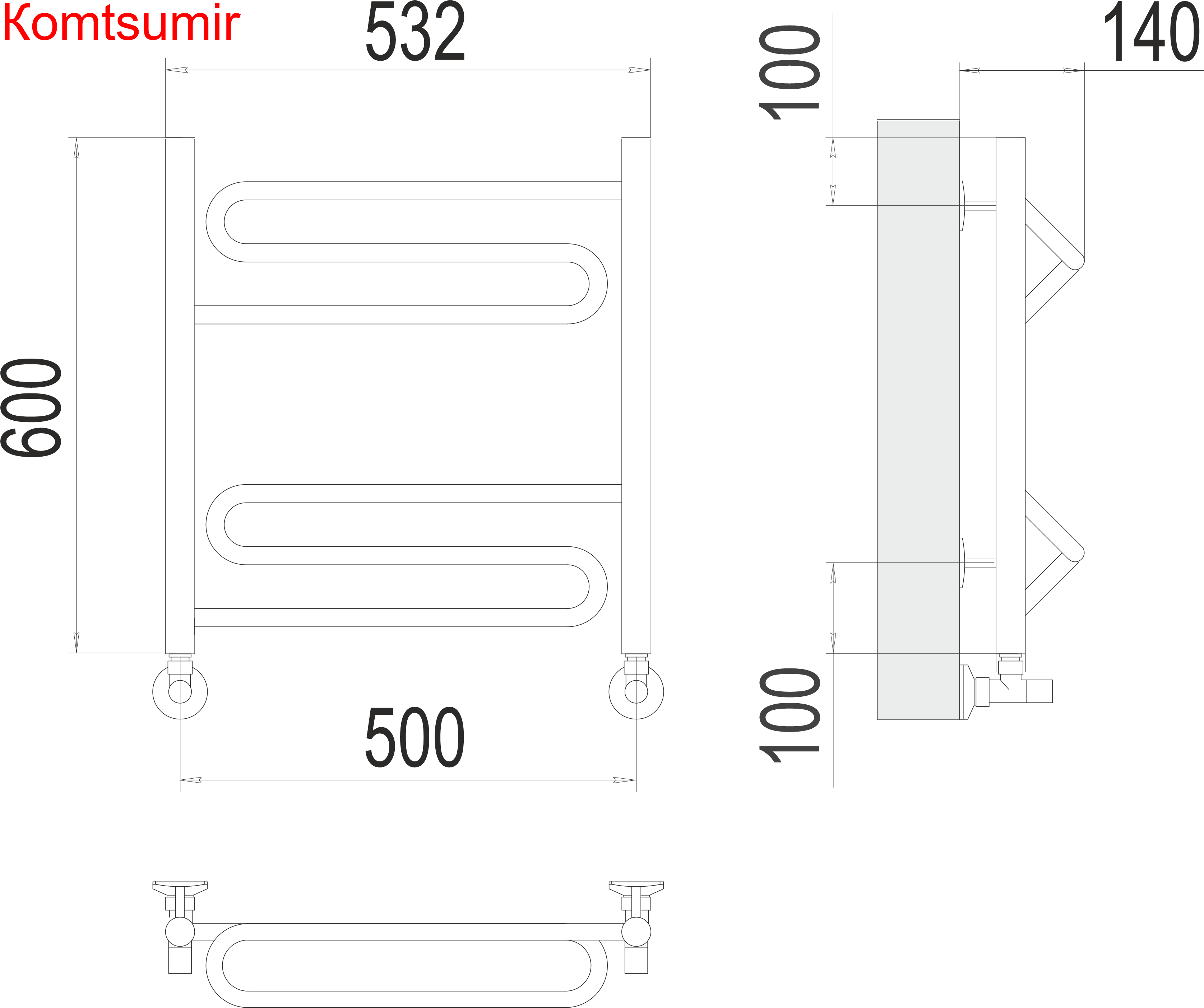 Юпитер П6 500х600 Полотенцесушитель  TERMINUS