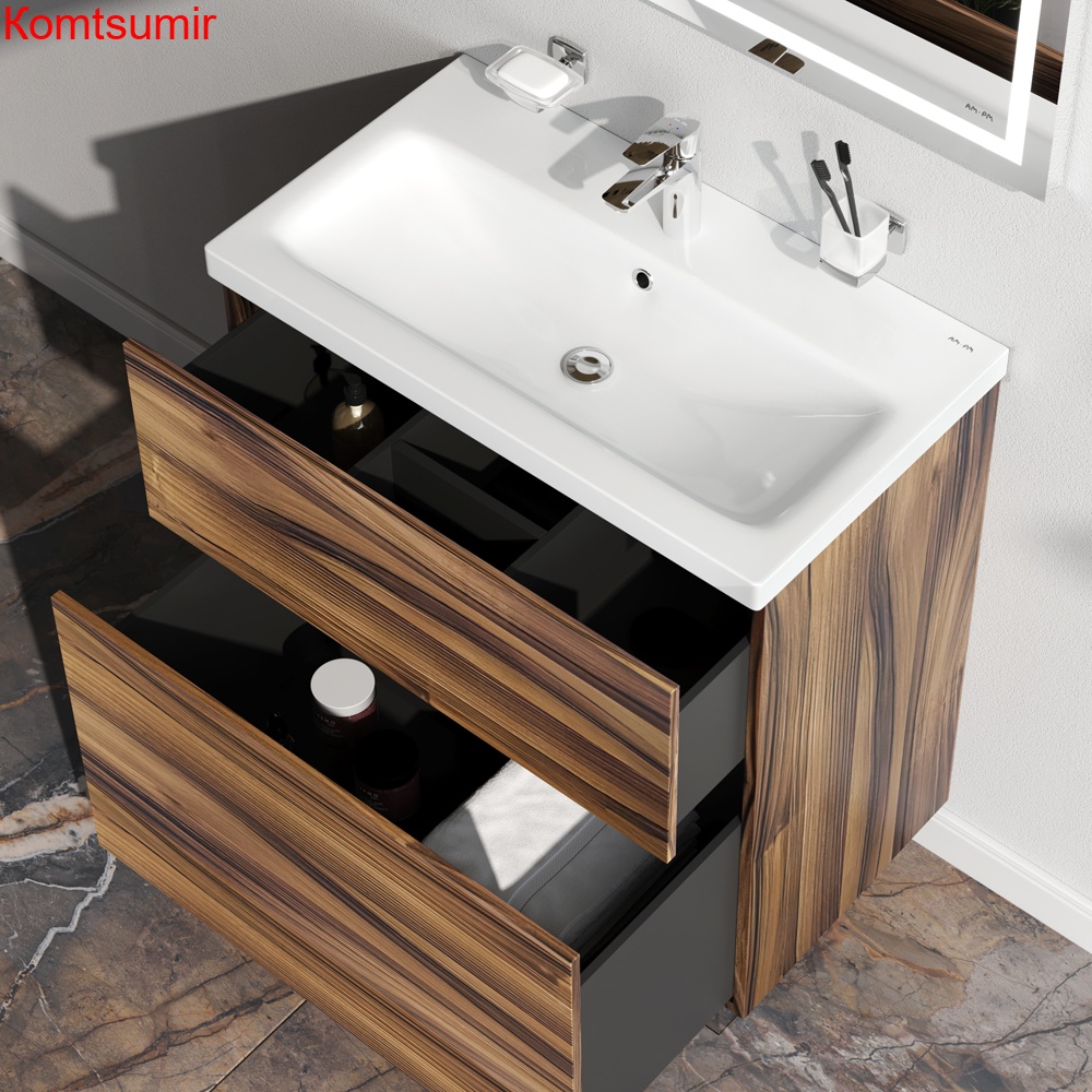 M90FSX0752HF Gem, База под раковину, напольная, 75 см, 2 ящика, цвет: орех