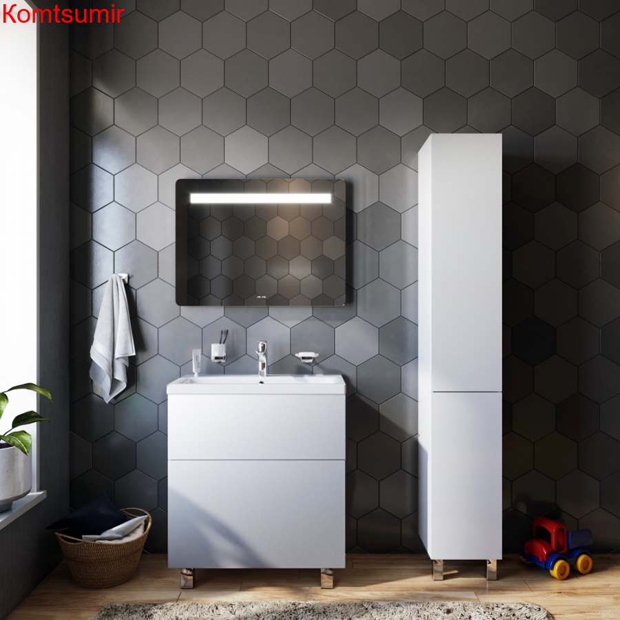 M90CSR0306WG GEM, шкаф-колонна, напольный, правый, 30 см, двери, push-to-open, цвет: белый, глянец