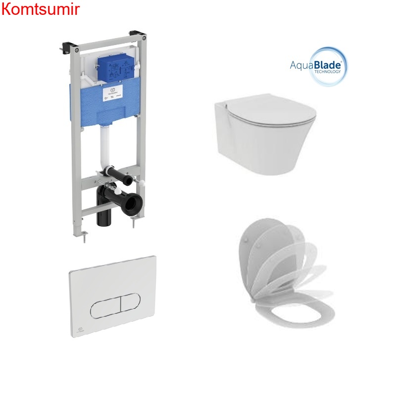 Пневматический промо-набор 4 в 1 Ideal Пневматический комплект Standard ProSys + Подвесной унитаз и сиденье с крышкой CONNECT AIR