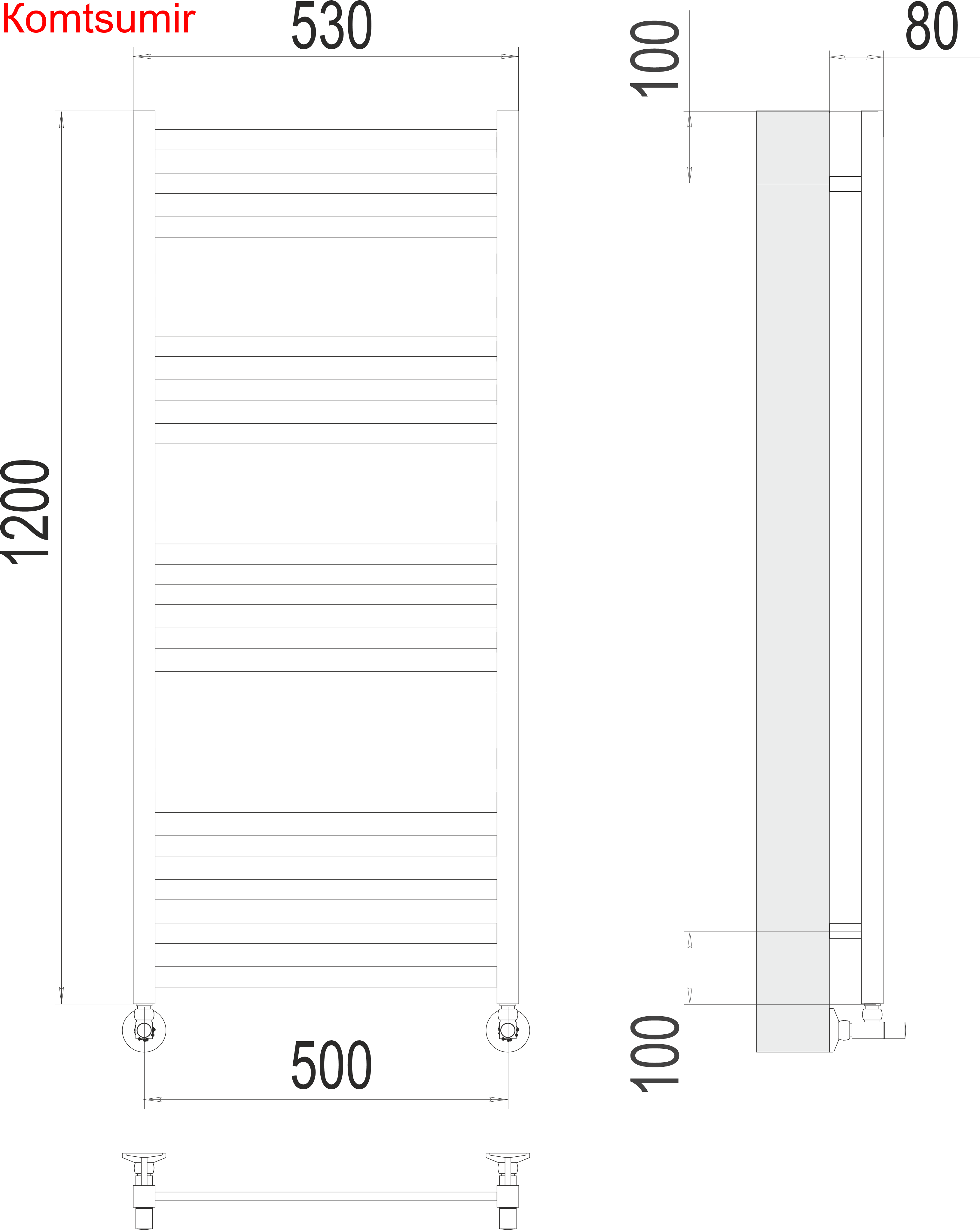 Грета П15 500х1200 Полотенцесушитель  TERMINUS