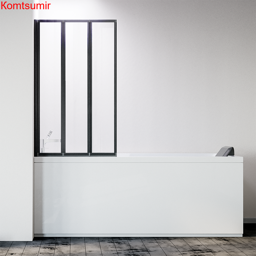 Шторка на ванну Veconi Palau PL-73BL, 900x1500, черный, стекло прозрачное Шторка на ванну Veconi Palau PL-73BL, 900x1500, черный, стекло прозрачное