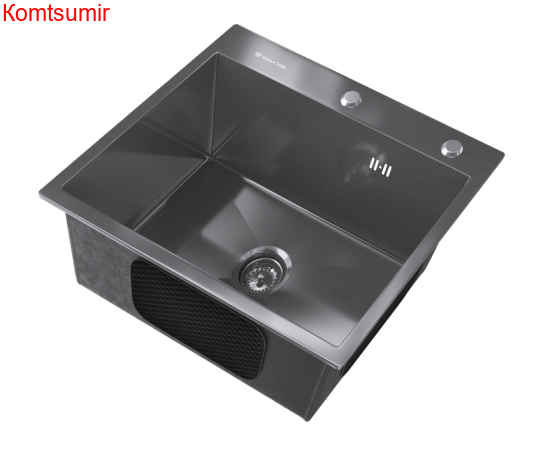 Кухонная мойка ULGRAN Steel 600 x 450 цвет «черная брашированная сталь»