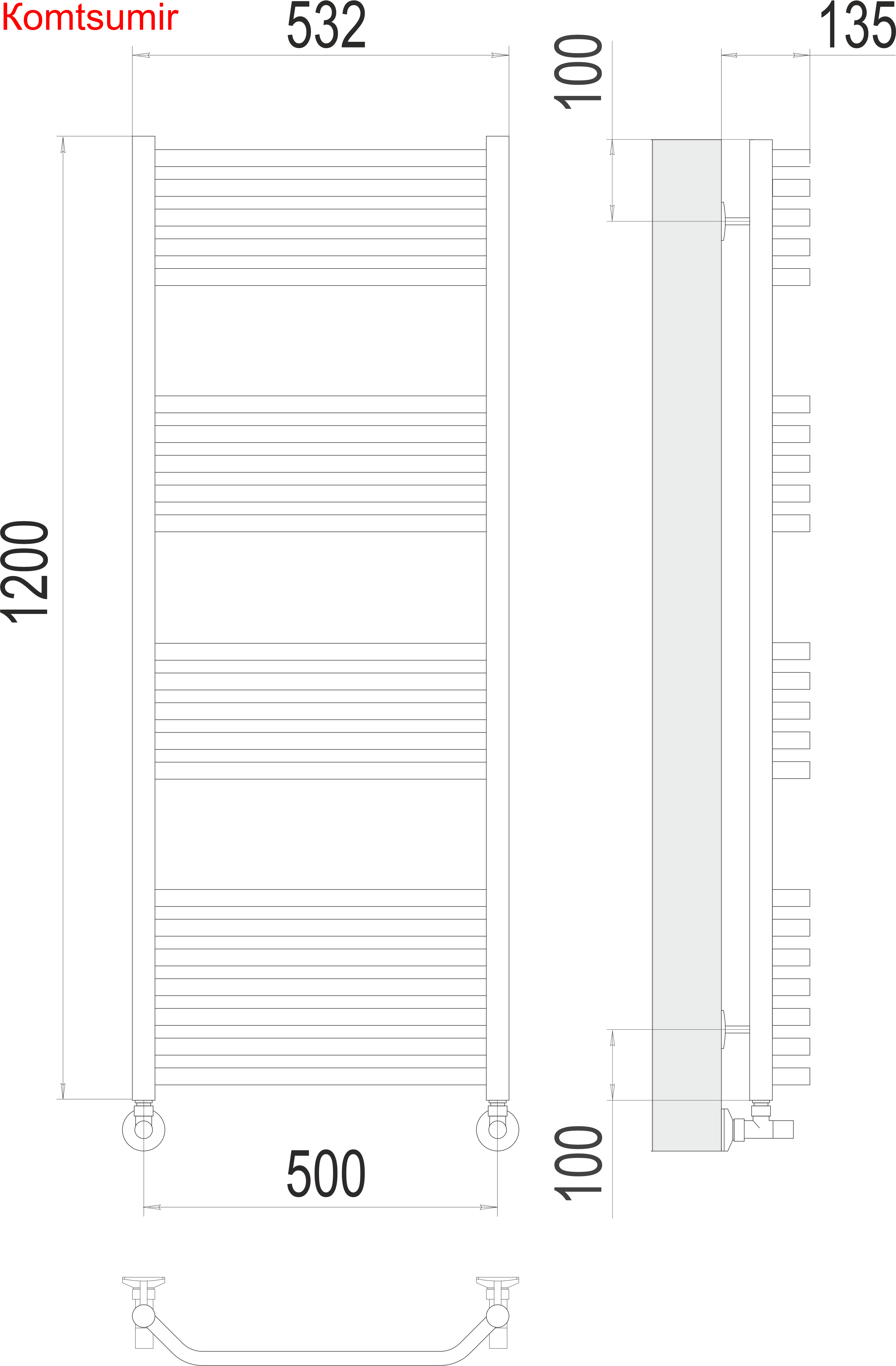 Виктория П22 500х1200 Полотенцесушитель  TERMINUS