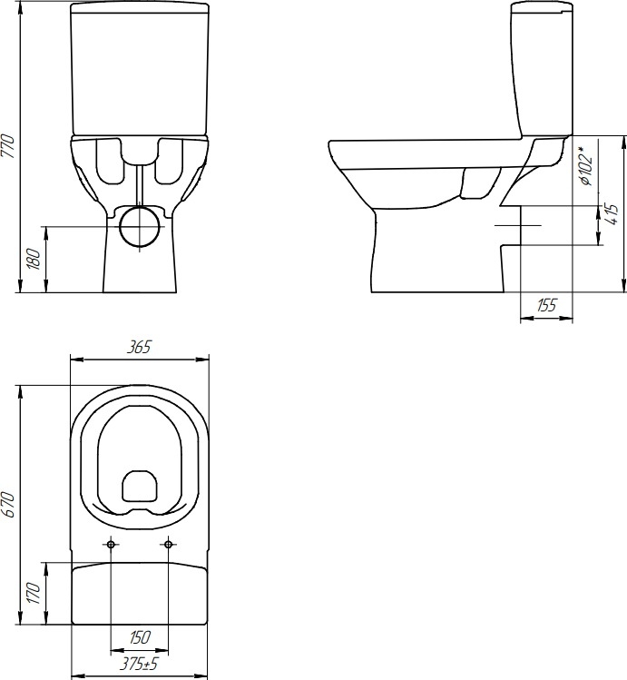 Унитаз-компакт Cersanit City New Clean On 011 безободковый