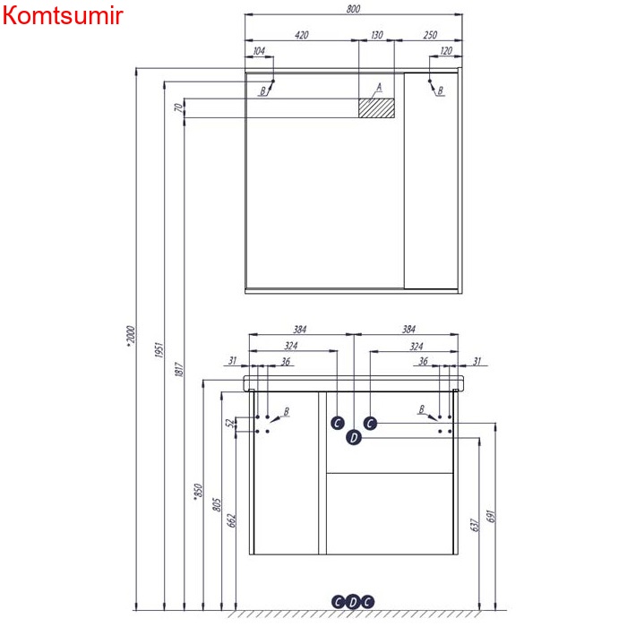 Зеркало-шкаф AQUATON Стоун 80 правая, белый (1A228302SX010)