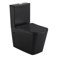 Унитаз-компакт безободковый HOLLER BOX MB (640*340*830мм, сиденье дюропласт с микролифтом, арматура 2-х режимная)  (2 места) черный матовый