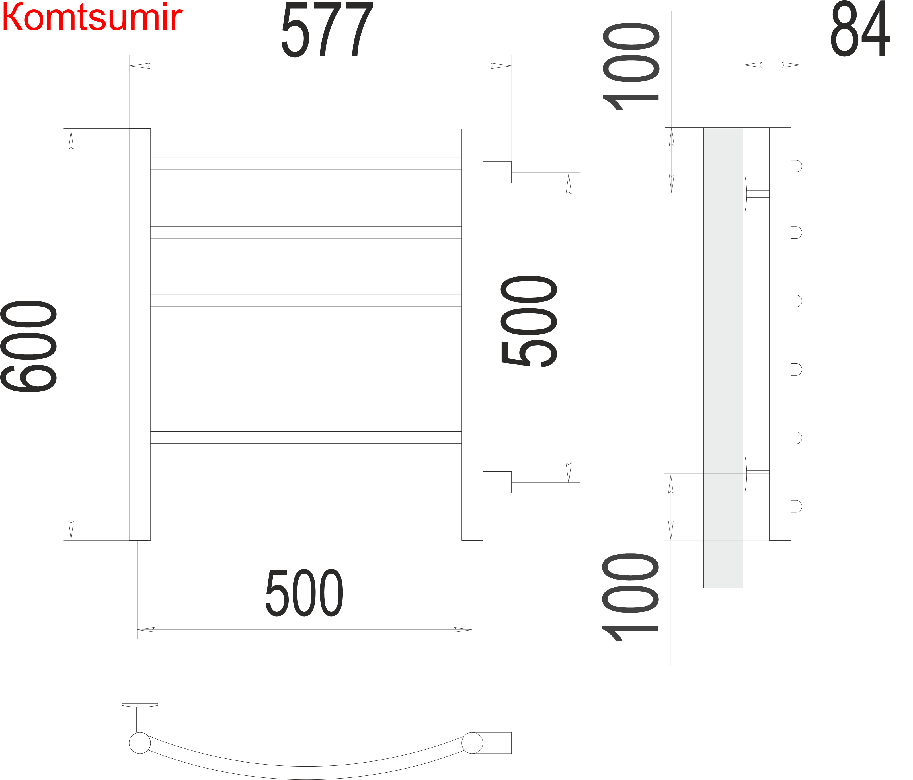 Классик П6 500х600 бп500 Полотенцесушитель  TERMINUS Классик П6 500х600 бп500 Полотенцесушитель  TERMINUS