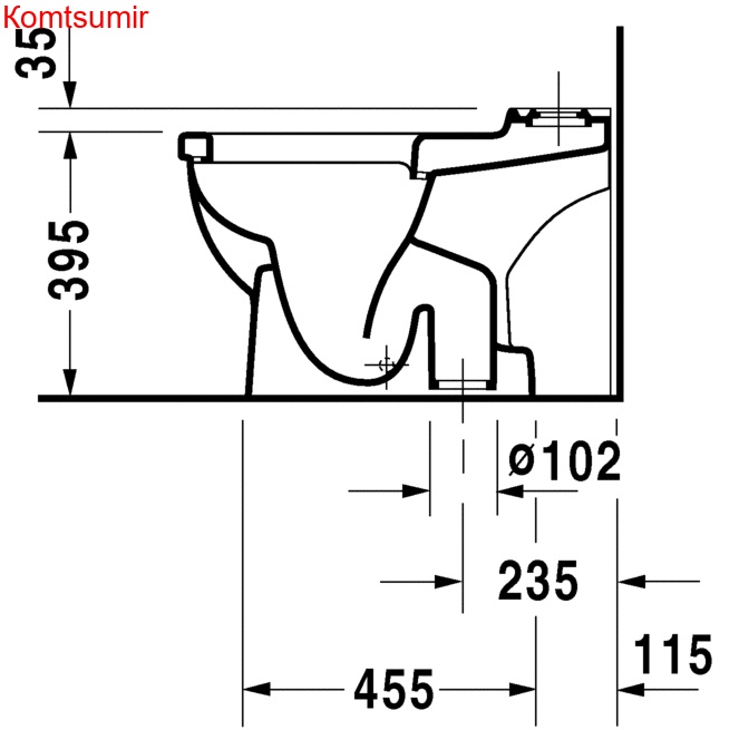 Чаша напольного унитаза Duravit Starck 3 с вертикальным смывом, 360x655 мм, белая (0126010000)