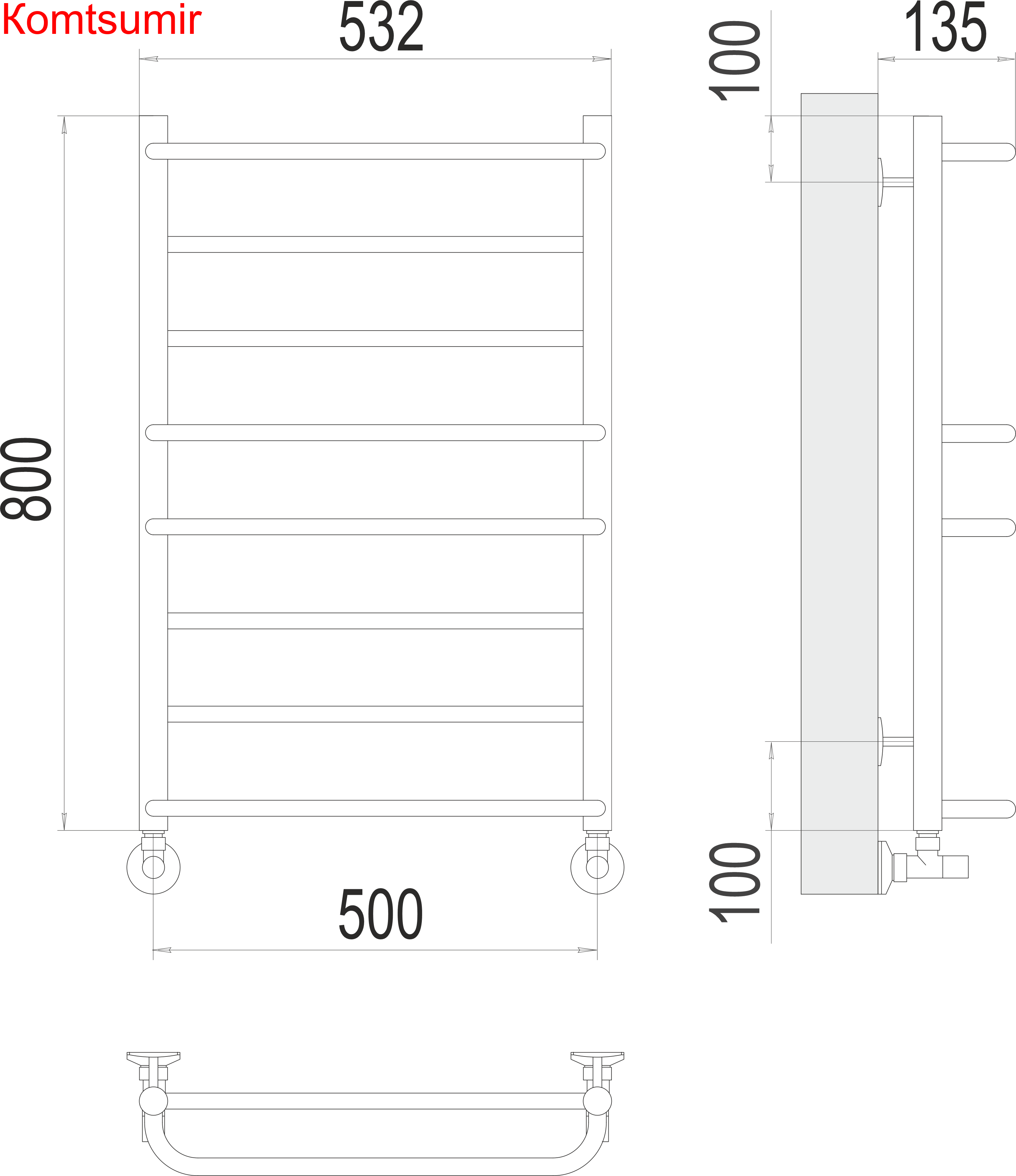 Евромикс П8 500х800 Полотенцесушитель  TERMINUS