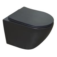 Унитаз подвесной Azario Gloria 480х370х360 безободковый, с сиденьем микролифт, чёрный матовый (AZ-2003MB)