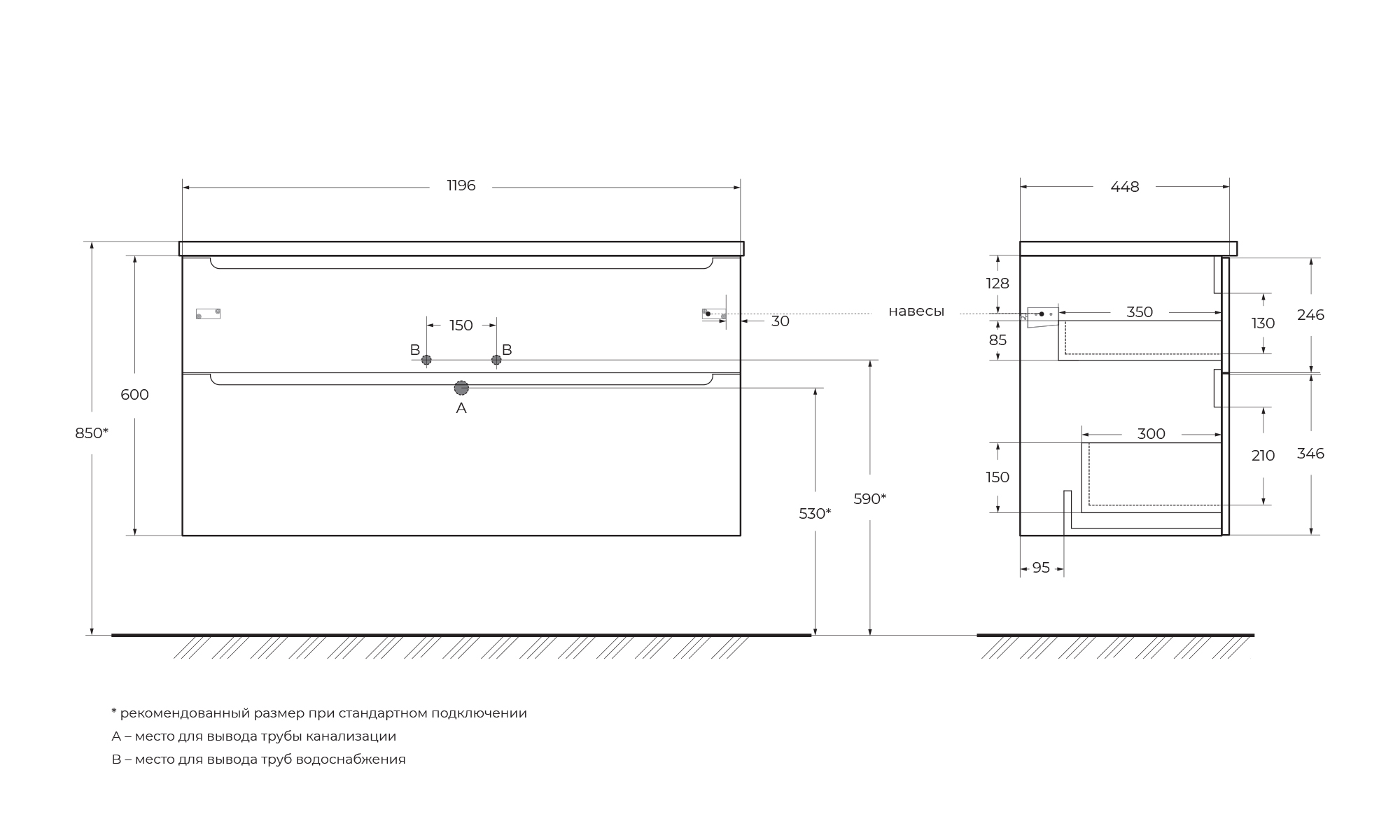 База под раковину подвесная BelBagno ETNA-H60-1200-2C-SO-BL-P Bianco Lucido База под раковину подвесная BelBagno ETNA-H60-1200-2C-SO-BL-P Bianco Lucido
