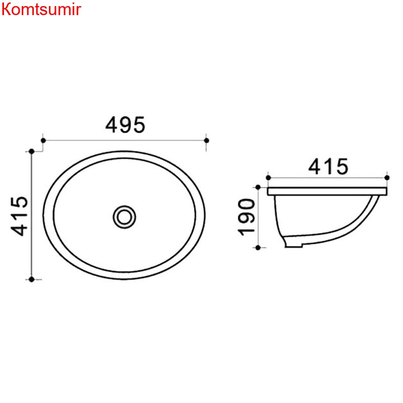 Раковина встраиваемая снизу Azario 41.5х49.5х19, фаянс, цвет Белый (AZ908-20)