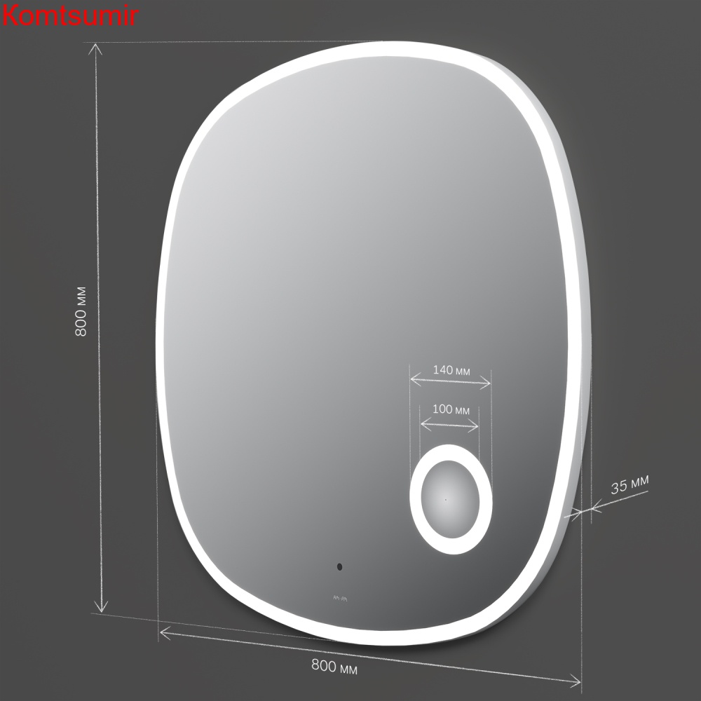 M8FMOX0803SA Func, Зеркало настенное с контурной LED-подсветкой, ИК сенсором и косметическим зеркало M8FMOX0803SA Func, Зеркало настенное с контурной LED-подсветкой, ИК сенсором и косметическим зеркало
