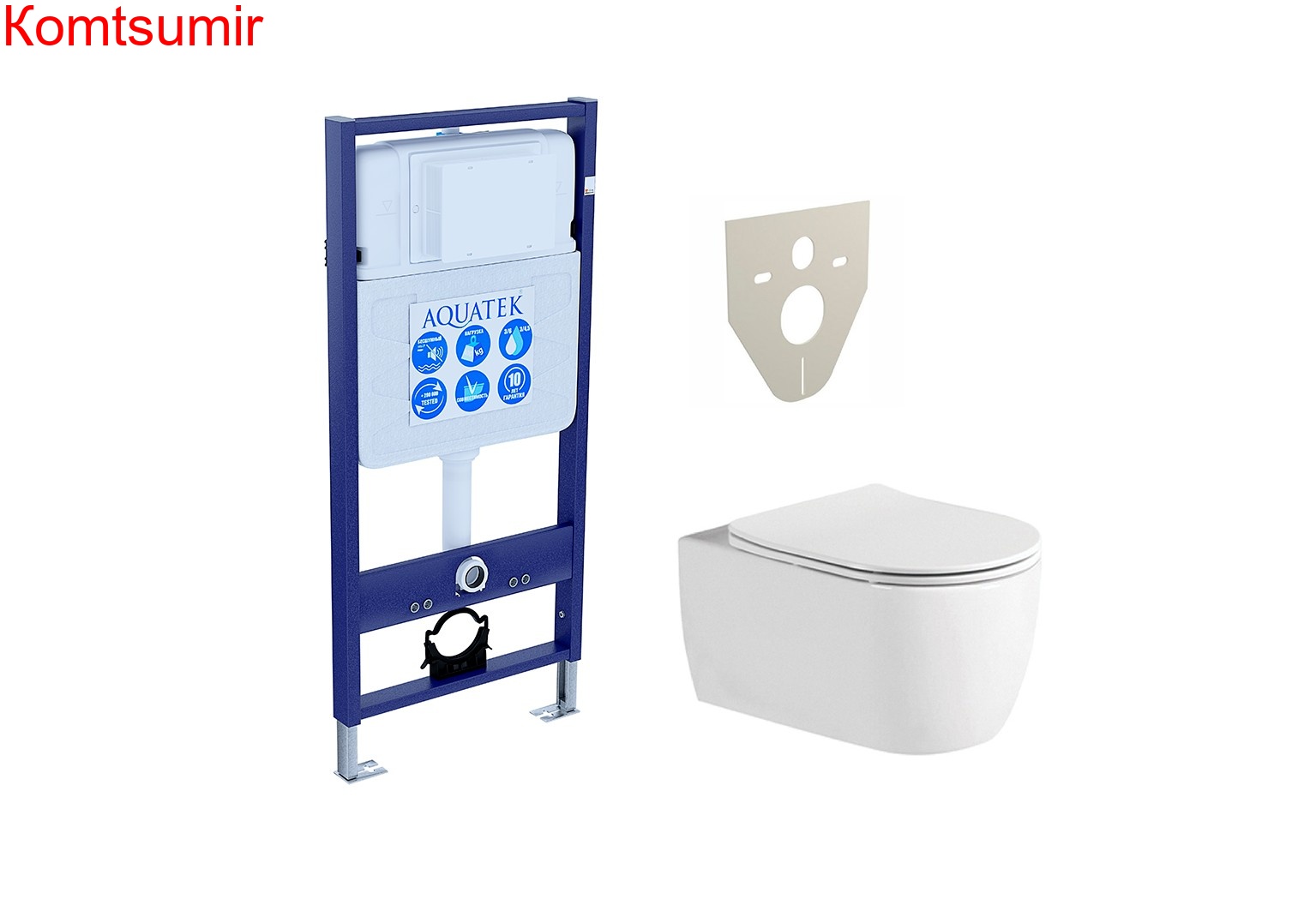 Set AQUATEK ЕВРОПА (рама AQUATEK Standard INS-0000012+звукоизоляционная прокладка+унитаз ЕВРОПА AQ1106L-00+тонкое сиденье с механизмом плавного закрывания)