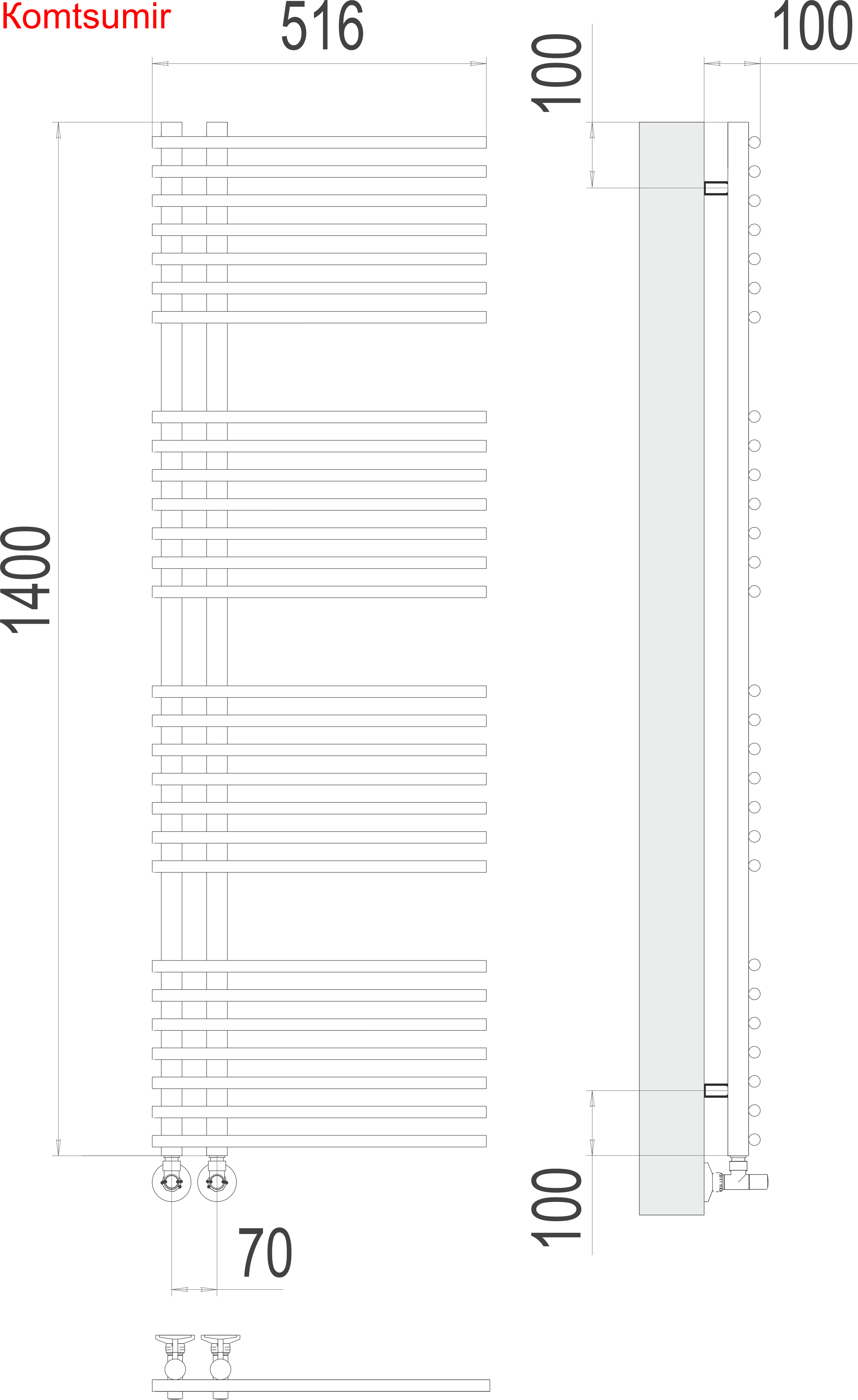 Астра П28 70х1400 Полотенцесушитель  TERMINUS