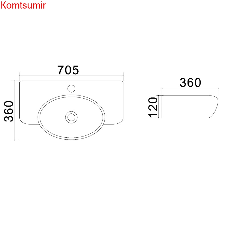 Раковина Azario 70,5х36х12 накладная, белый матовый (AZ-4360T)