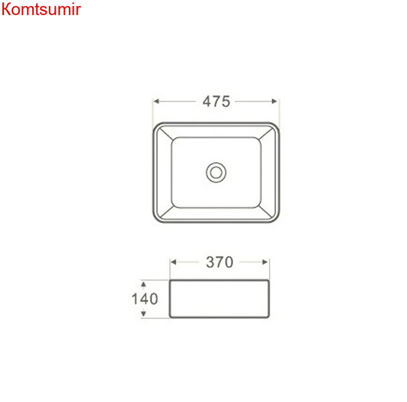 Раковина Azario 475х370х140 накладная, белый (AZ-2074)