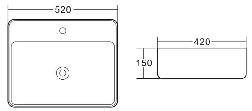 Раковина керамическая накладная прямоугольная BB1367