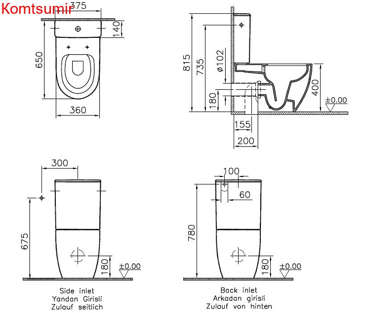 Унитаз напольный Vitra Sento Rim-ex open back, сиденье тонкое микролифт, механизм 3/6 л