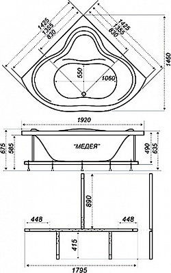 Акриловая ванна Triton МЕДЕЯ 142x142 Акриловая ванна Triton МЕДЕЯ 142x142