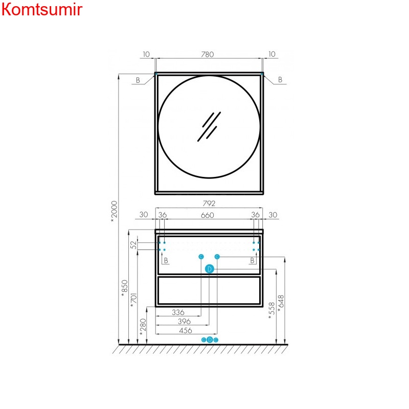 Зеркало AQUATON Лофт Фабрик 80, дуб эндгрейн (1A242602LTDU0)