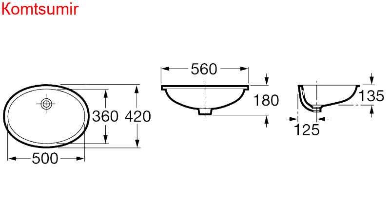 Раковина встраиваемая снизу Roca BERNA 42х50х18, керамика, цвет Белый (7.3278.7.100.1)