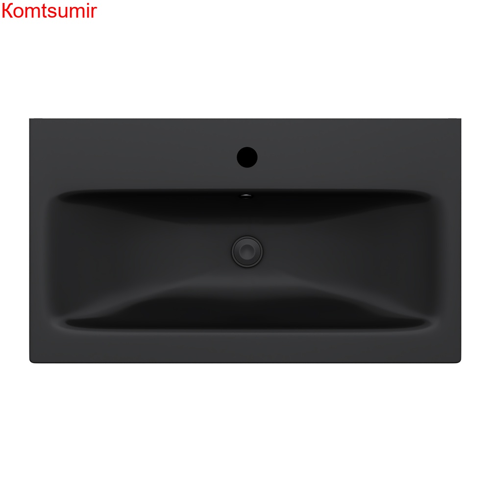 M90WCC0752BM GEM, Раковина мебельная, керамическая, 75 см, встроенная, цвет: черный матовый