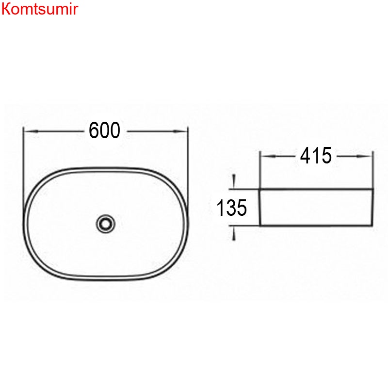 Раковина Azario накладная 600х415х135 матовая тёмно-серая (AZ-2196MDH)