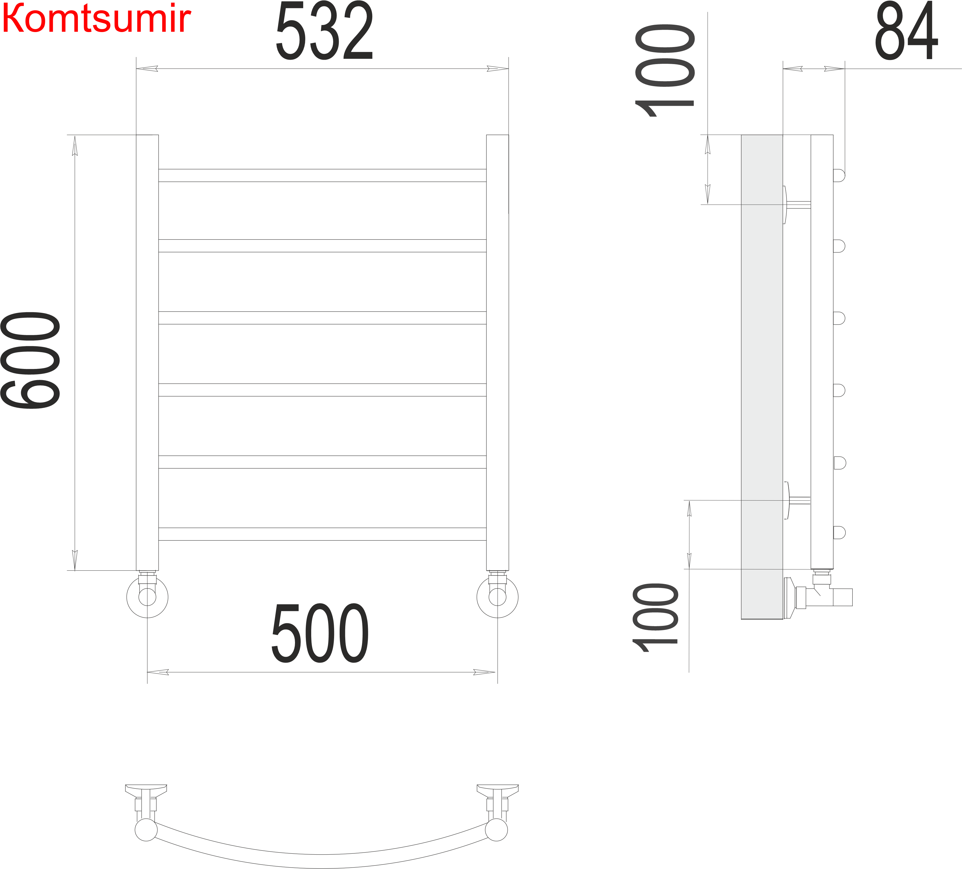 Классик П6 500х600 Полотенцесушитель  TERMINUS Классик П6 500х600 Полотенцесушитель  TERMINUS