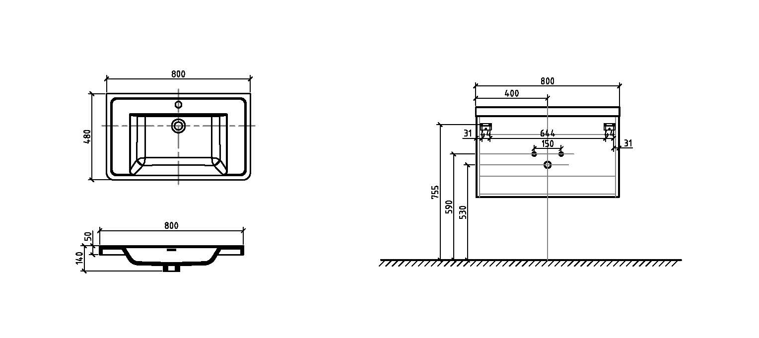 Раковина из искусственного мрамора BelBagno ANCONA-N ENERGIA-N EA-800-LVB