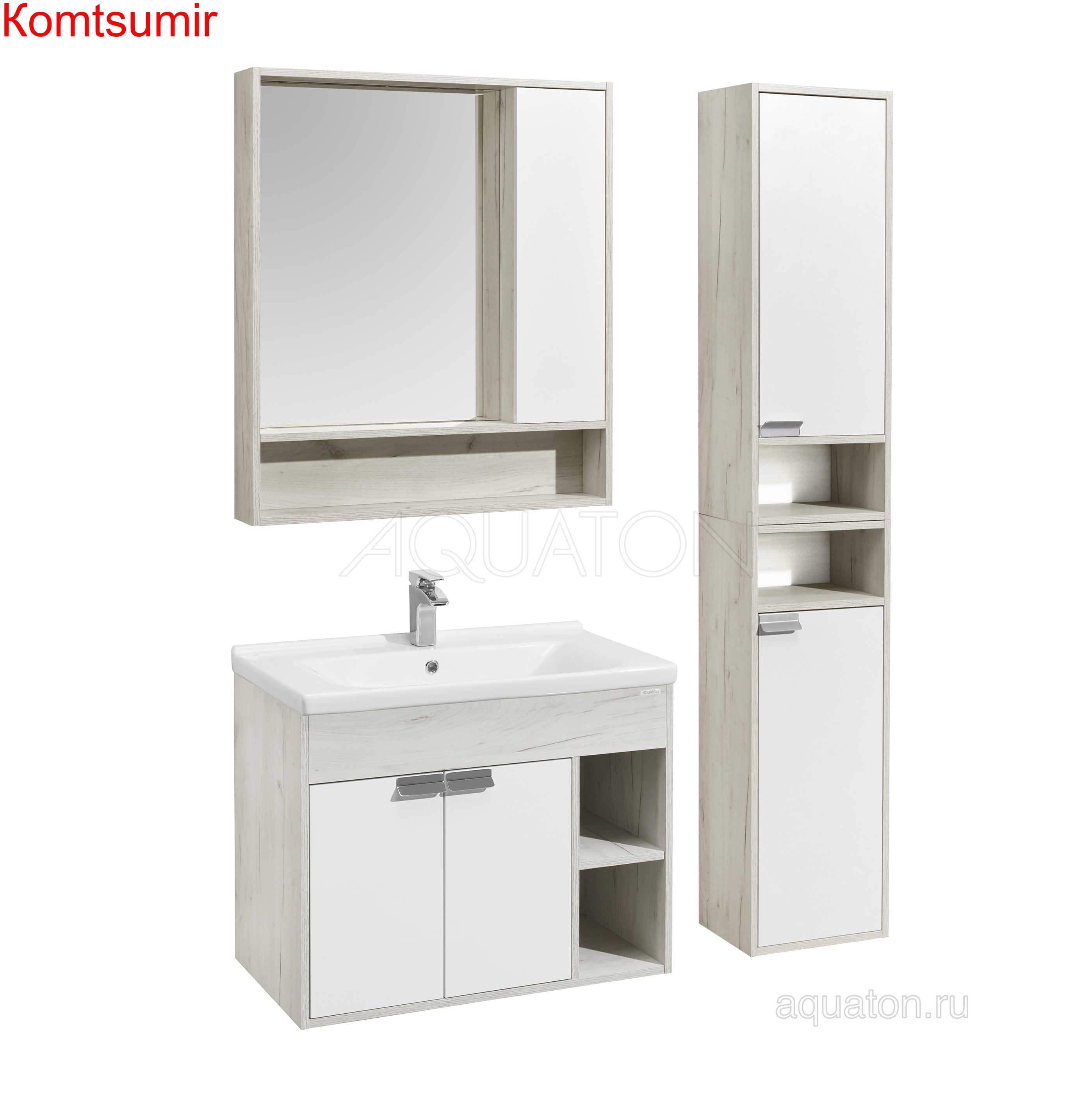 Зеркало-шкаф AQUATON Флай 80 дуб крафт (1A237702FAX10)