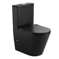 Унитаз-компакт безободковый HOLLER SLIM MB (620*360*820мм, сиденье дюропласт с микролифтом, арматура 2-х режимная)  (2 места) черный матовый