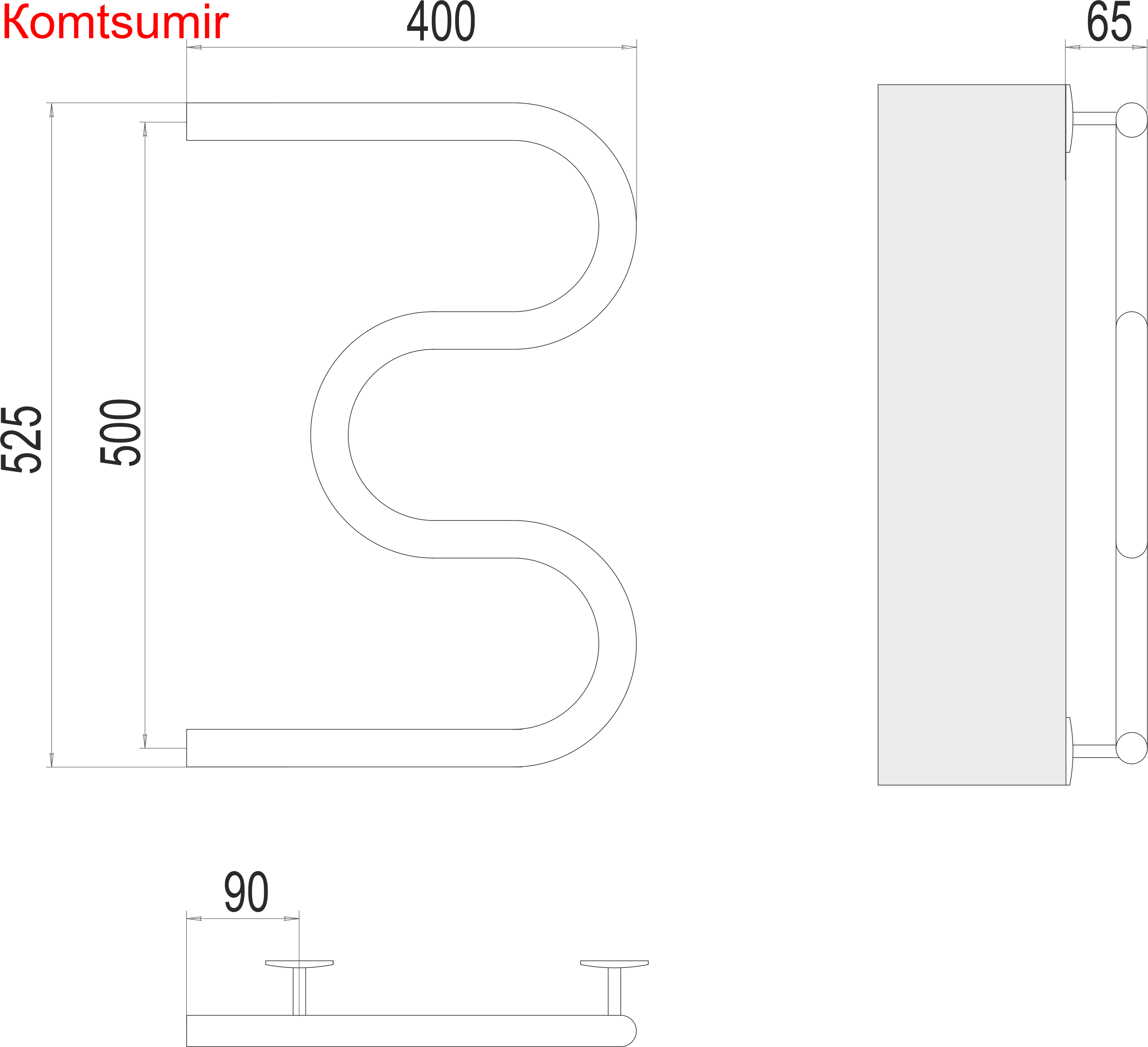 Электро 25 М-обр 400х500 Полотенцесушитель  TERMINUS