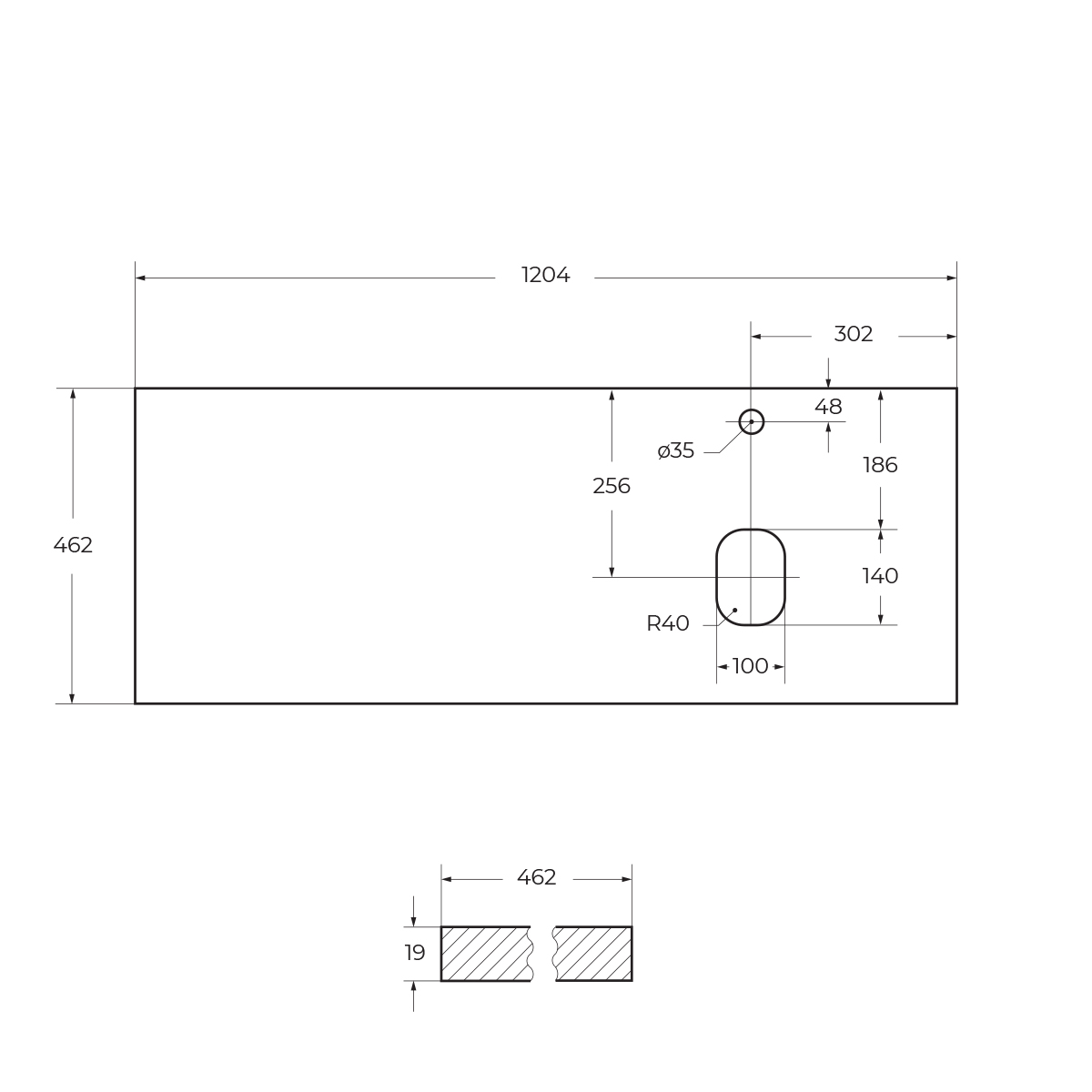 Столешница из МДФ BelBagno EK-120-AS-BO-R Bianco Opaco