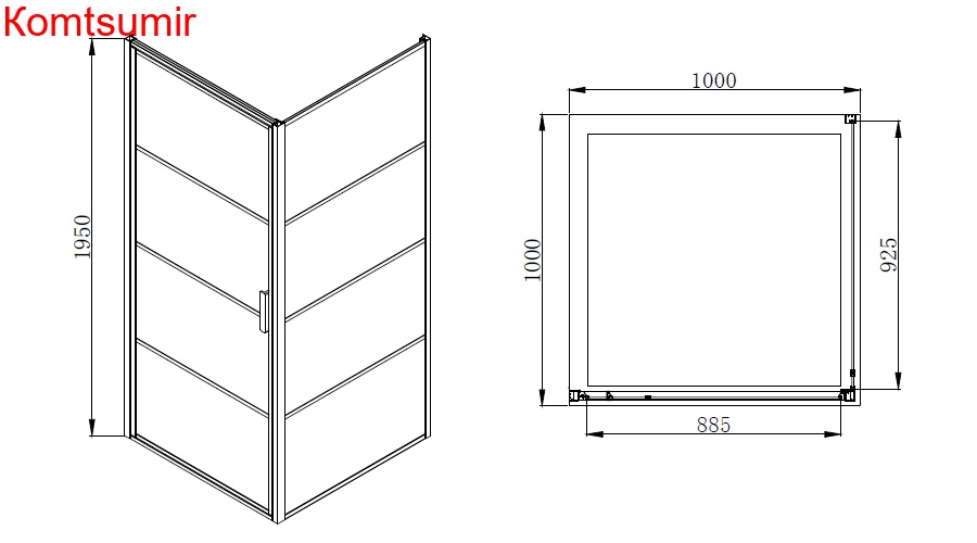 Душевое ограждение Azario RICHMOND 1000*1000*1950 R, без поддона, 6 мм