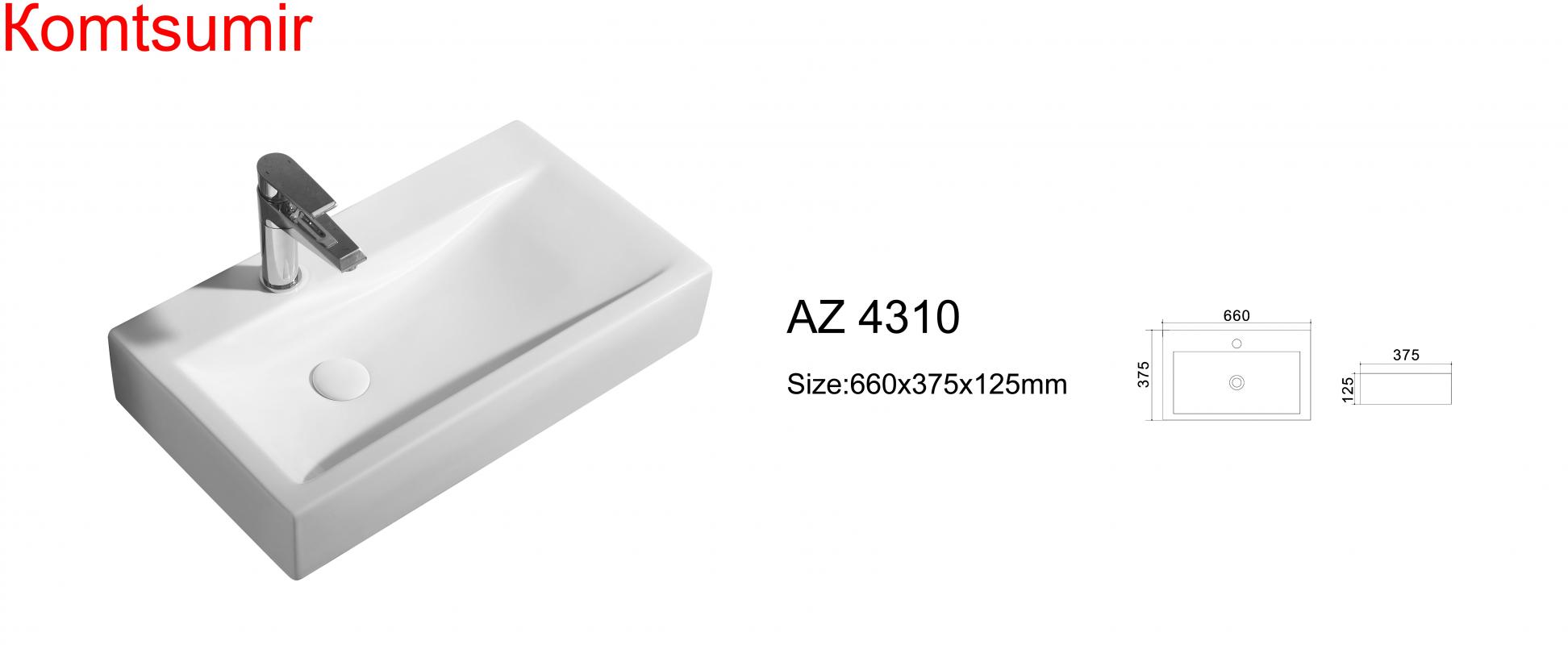 Раковина Trend 66*37.5*12.5 накладная, белая (AZ-4310)