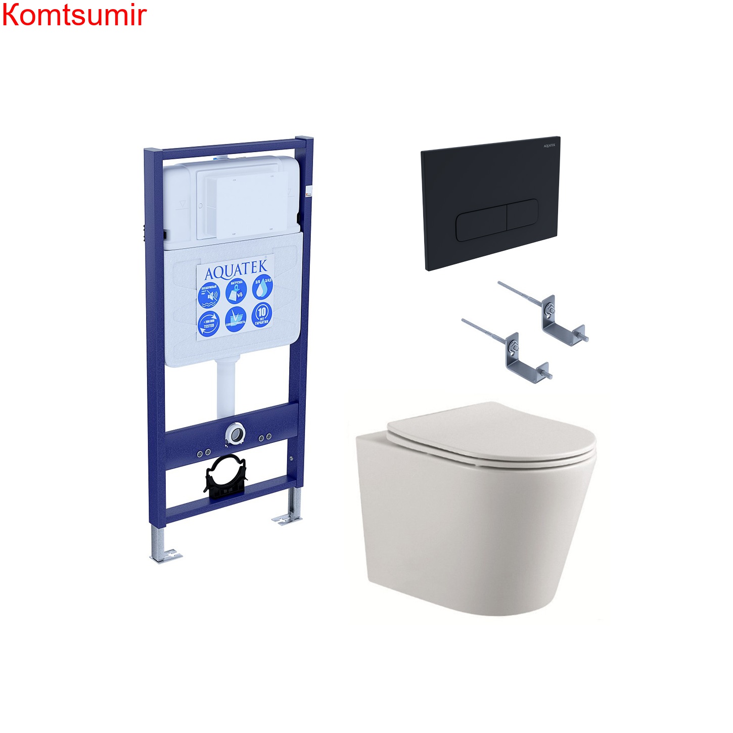 SET AQUATEK ВЕГА cmp-017 (рама AQUATEK Standard INS-0000012 с клавишей KDI-0000017 и крепежом KKI-0000002+унитаз ВЕГА AQ1904-00 с тонким сиденьем sc