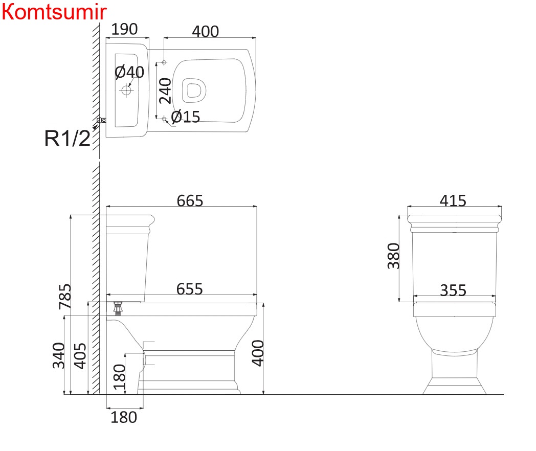 ORLEANS Унитаз-компакт микролифт,4/6 л 665*415*785