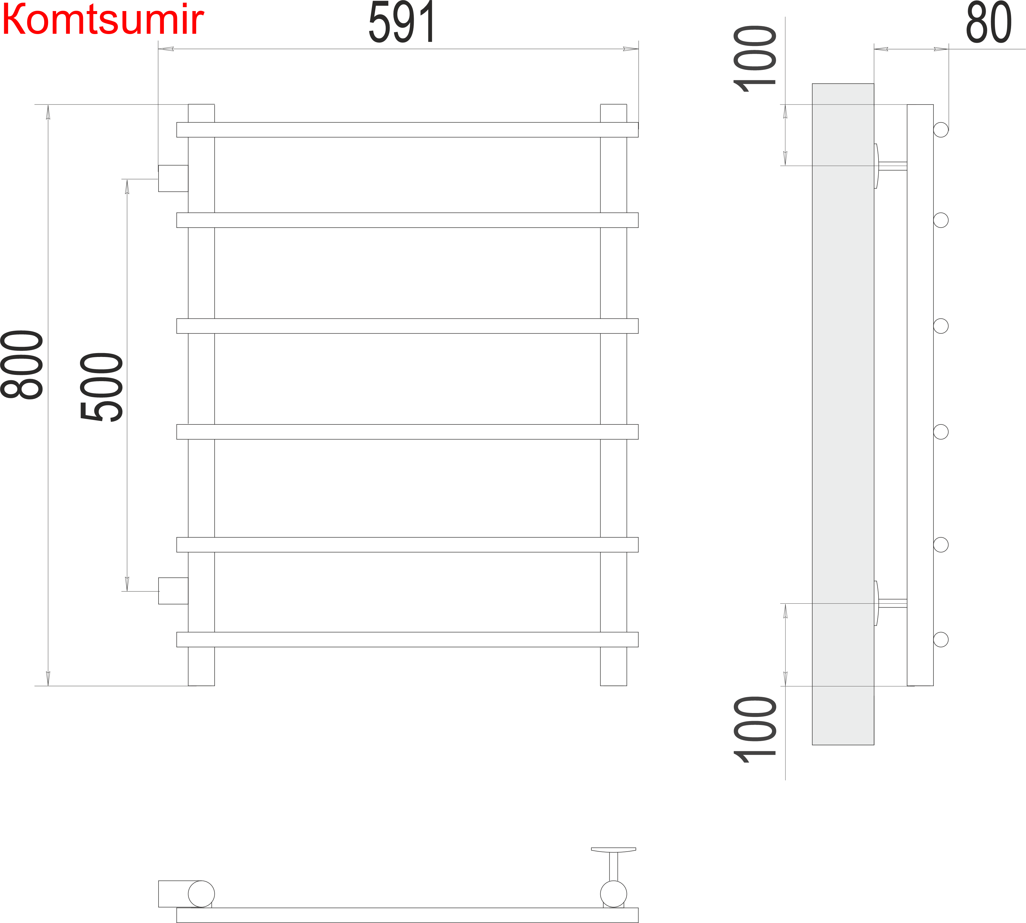 Квинта П6 500х800 бп500 Полотенцесушитель  TERMINUS
