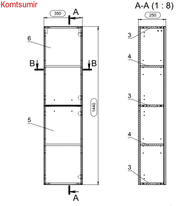 Пенал Cersanit напольный MELAR 35 универсальный белый