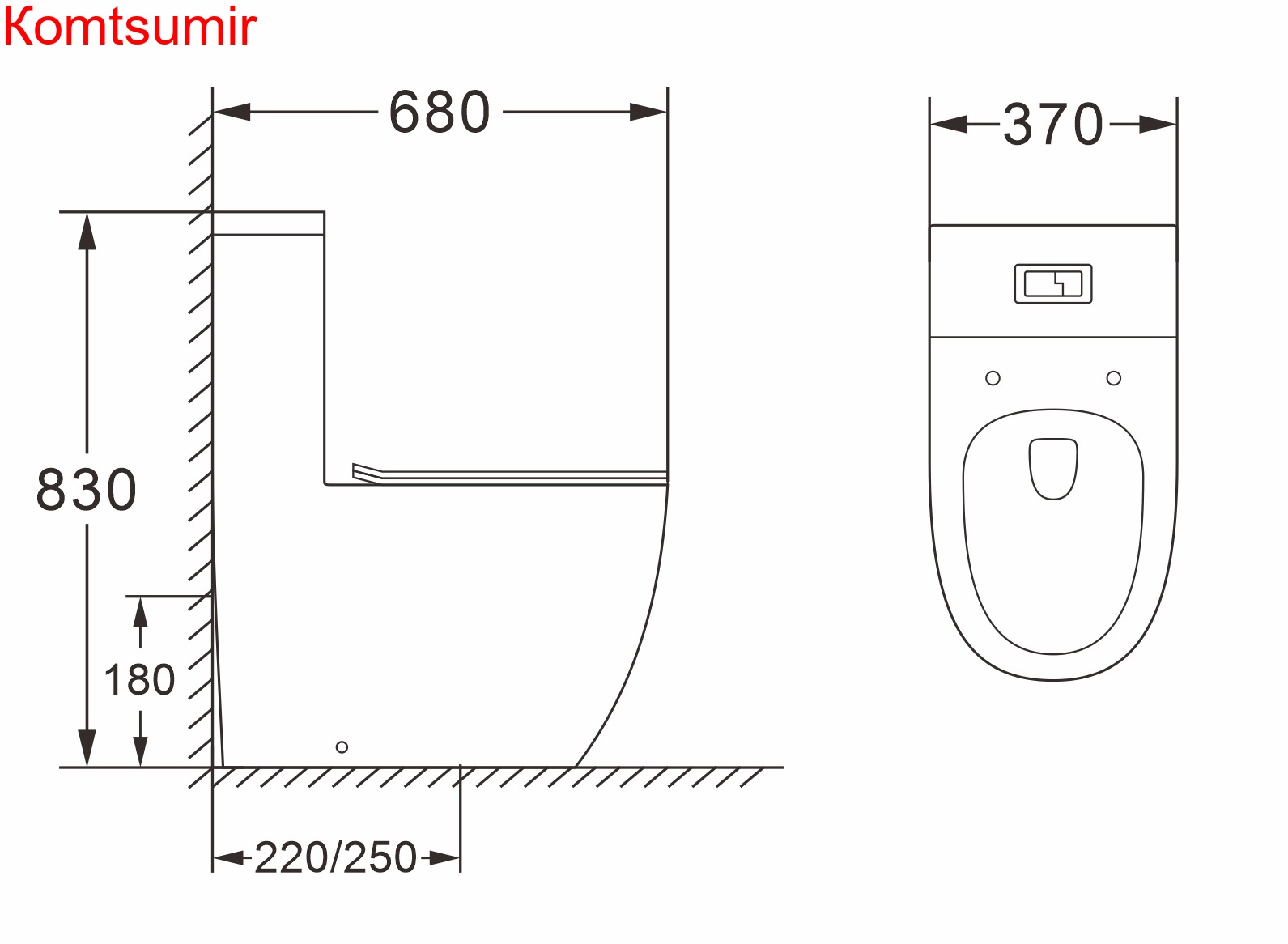 Унитаз-моноблок AZARIO MORANO 680x370х830 напольный безободковый в комплекте с сиденьем дюропласт микролифт, белый (AZ-1001)