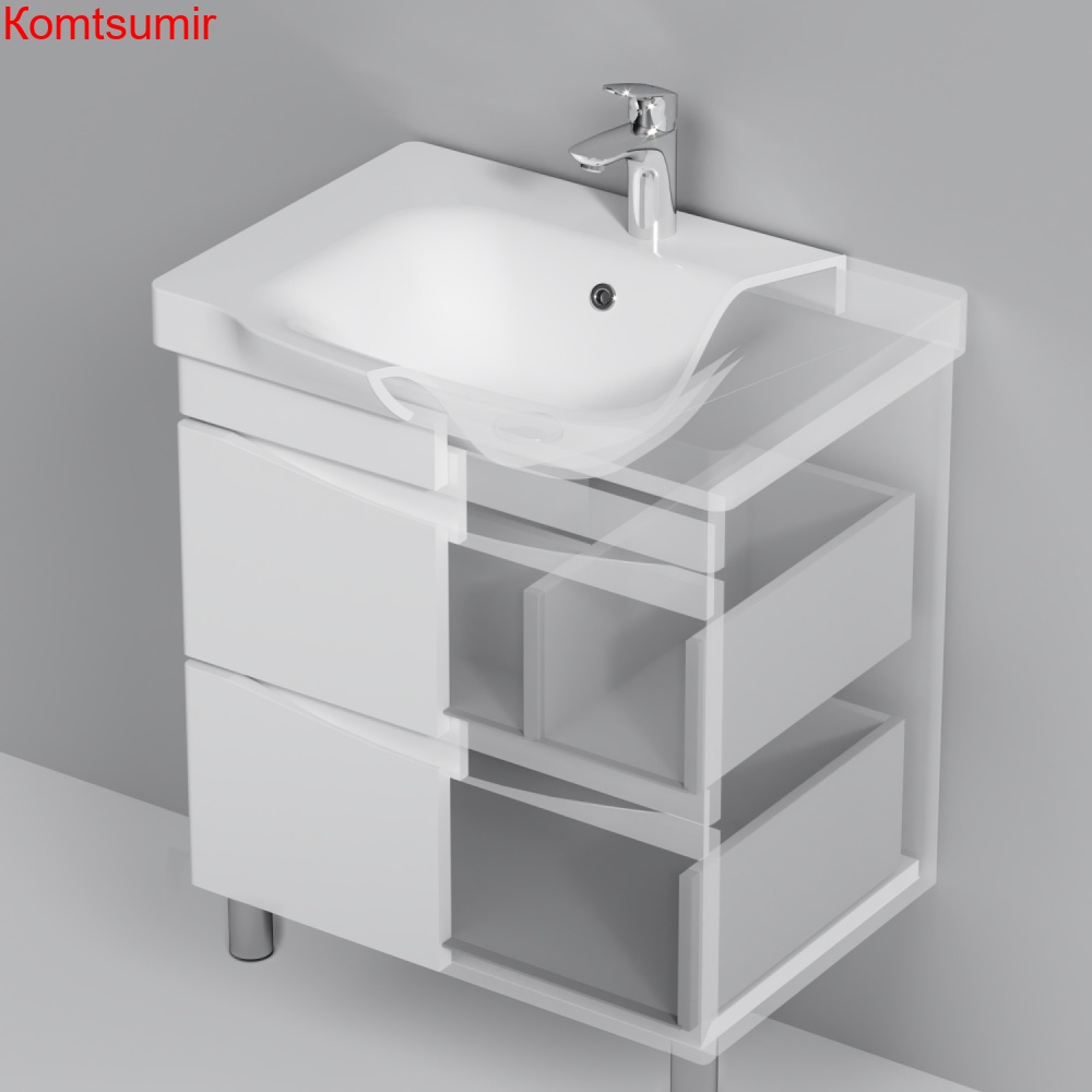 M80FSX0652WG Like, База под раковину, напольная, 65 см, 2 ящика, белый, глянцевая, шт