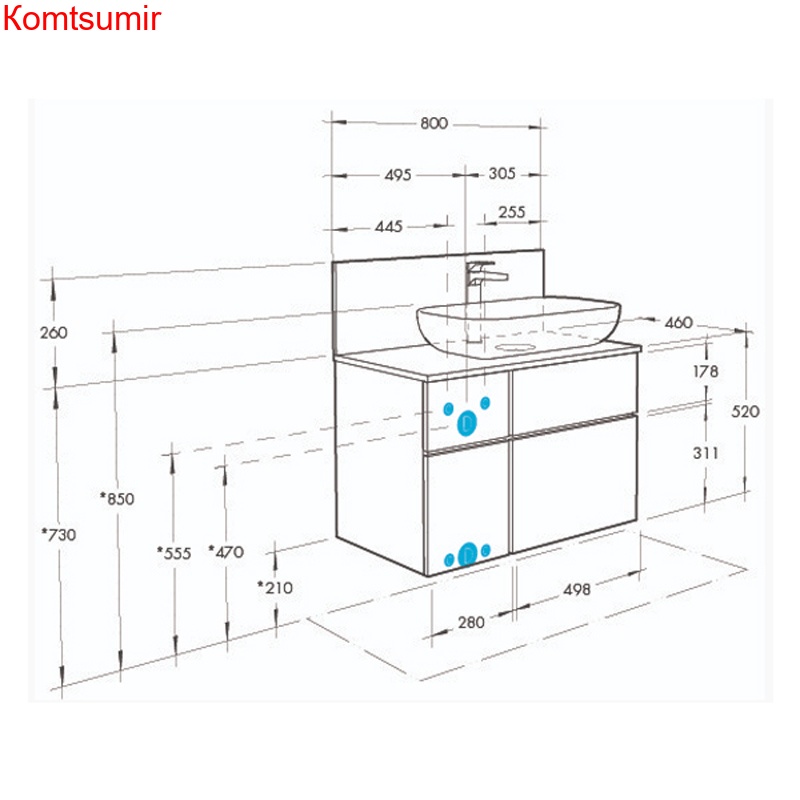 Тумба под раковину AQUATON Мишель 80 подвесная, Дуб Эндгрейн/Белый 1A244501MIX40