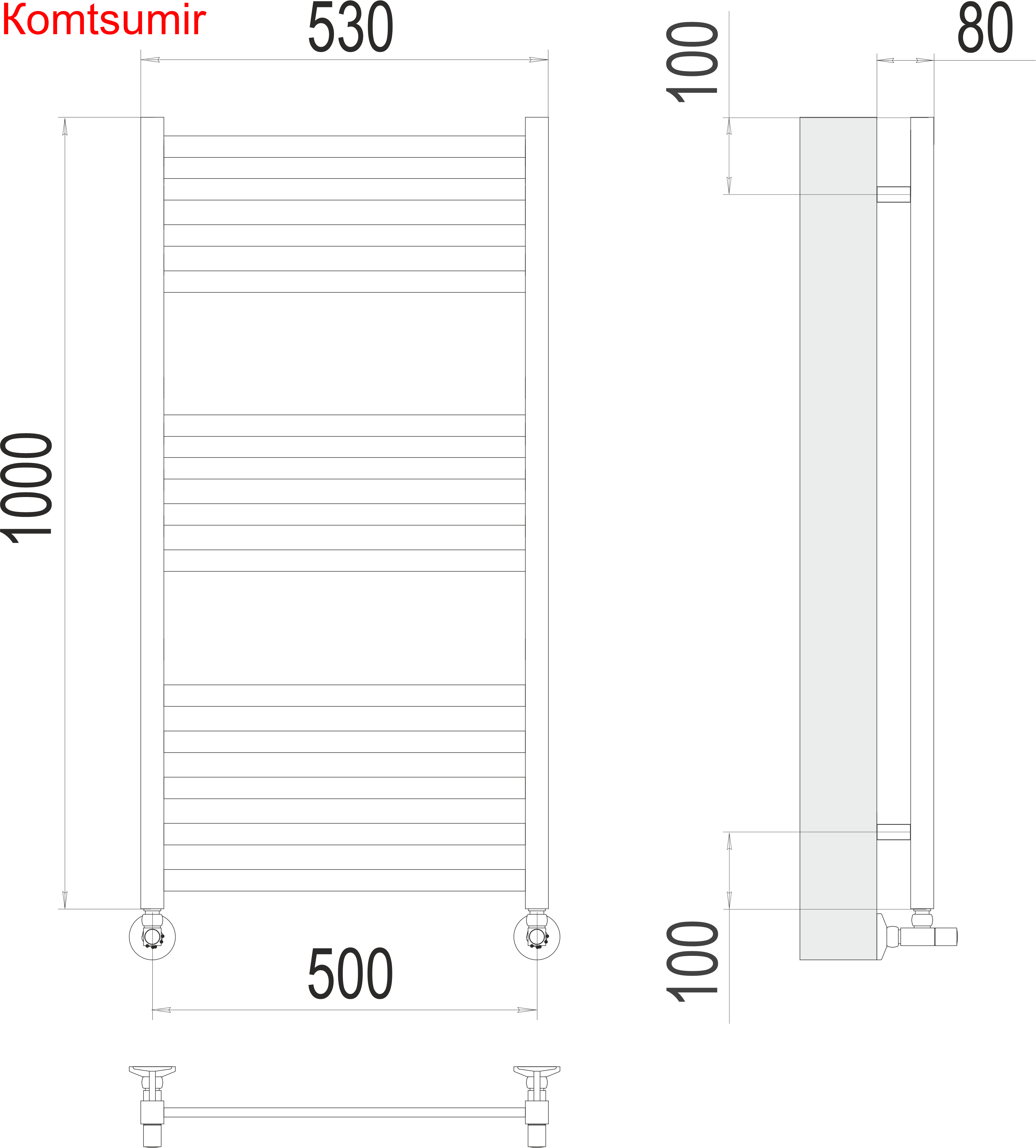 Грета П13 500х1000 Полотенцесушитель  TERMINUS