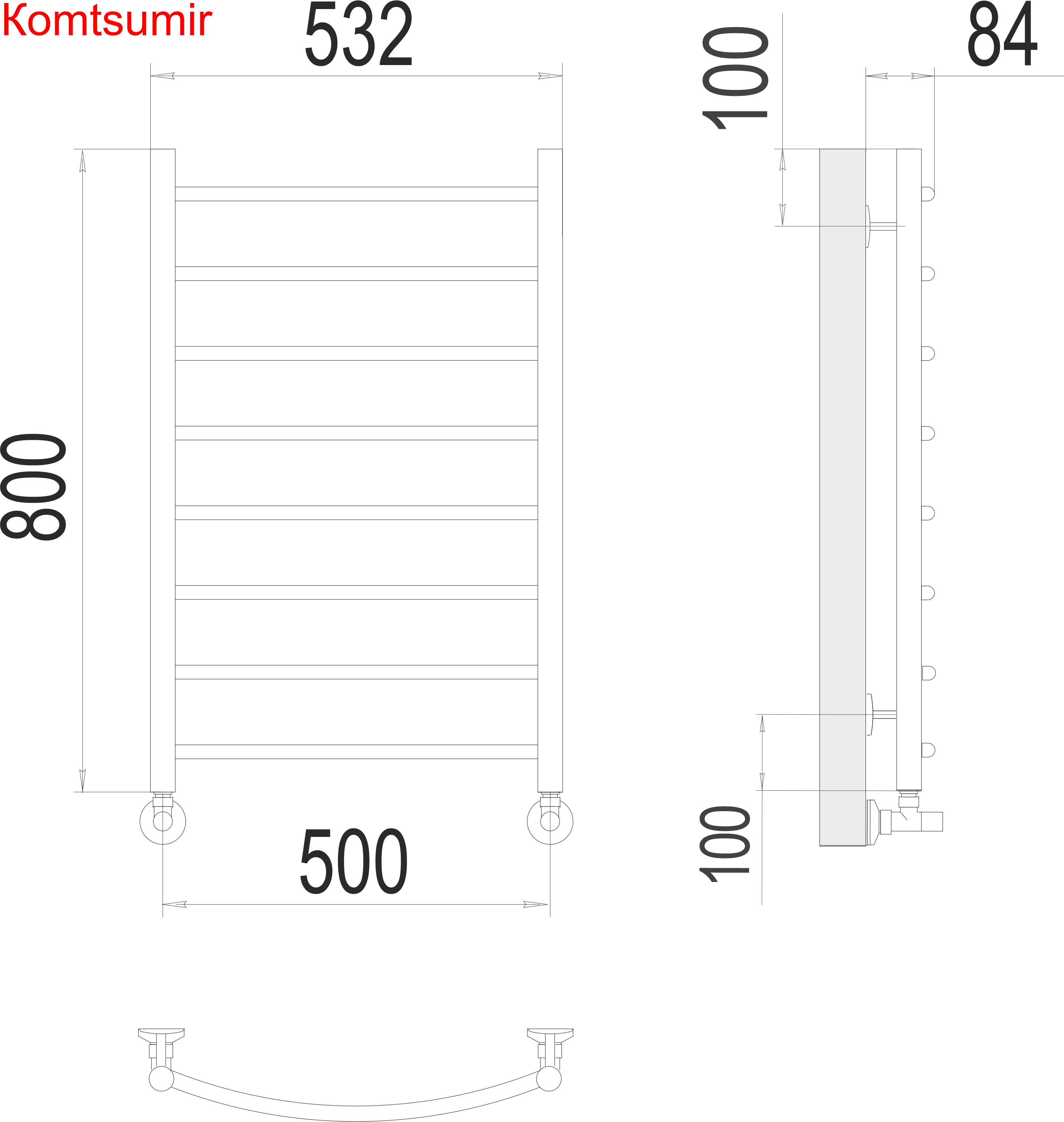 Классик П8 500х800 Полотенцесушитель  TERMINUS