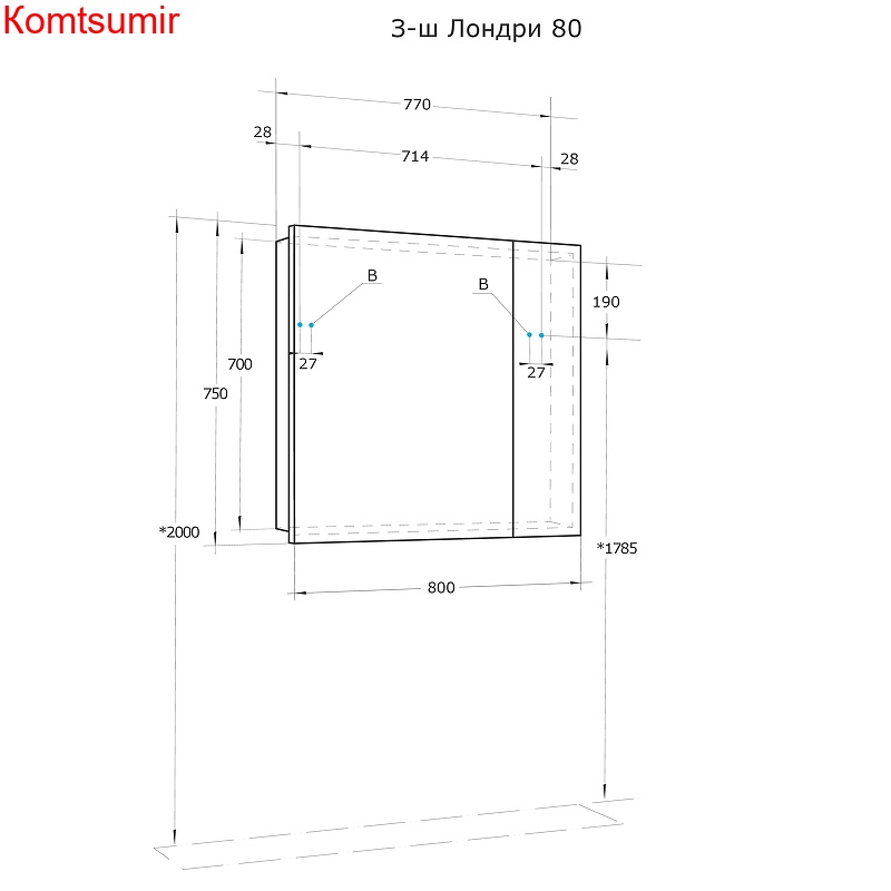 Зеркальный шкаф Aquaton Лондри 80 белый глянцевый (1A267202LH010)